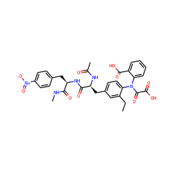 CCc1cc(C[C@H](NC(C)=O)C(=O)N[C@H](Cc2ccc([N+](=O)[O-])cc2)C(=O)NC)ccc1N(C(=O)C(=O)O)c1ccccc1C(=O)O ZINC000049614992