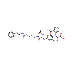CCc1cc(C[C@H](NC(C)=O)C(=O)NCCCCC(=O)NCCc2ccccc2)ccc1N(C(=O)C(=O)O)c1ccccc1C(=O)O ZINC000029549527
