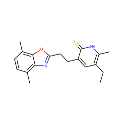 CCc1cc(CCc2nc3c(C)ccc(C)c3o2)c(=S)[nH]c1C ZINC000013826395