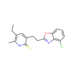 CCc1cc(CCc2nc3c(Cl)cccc3o2)c(=S)[nH]c1C ZINC000013826403