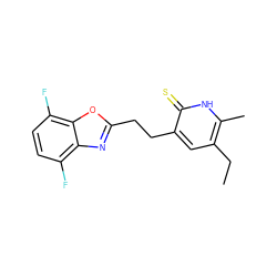CCc1cc(CCc2nc3c(F)ccc(F)c3o2)c(=S)[nH]c1C ZINC000013826397