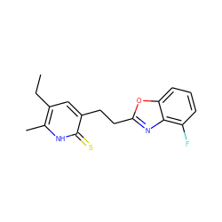 CCc1cc(CCc2nc3c(F)cccc3o2)c(=S)[nH]c1C ZINC000013826399