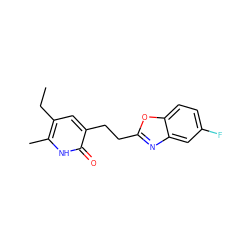 CCc1cc(CCc2nc3cc(F)ccc3o2)c(=O)[nH]c1C ZINC000005887040