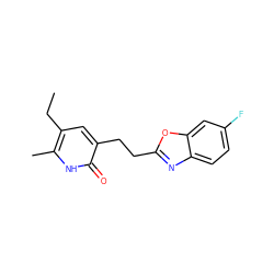 CCc1cc(CCc2nc3ccc(F)cc3o2)c(=O)[nH]c1C ZINC000005887051