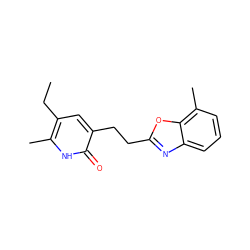 CCc1cc(CCc2nc3cccc(C)c3o2)c(=O)[nH]c1C ZINC000005887058