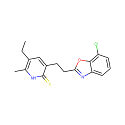 CCc1cc(CCc2nc3cccc(Cl)c3o2)c(=S)[nH]c1C ZINC000013826405