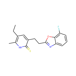 CCc1cc(CCc2nc3cccc(F)c3o2)c(=S)[nH]c1C ZINC000013826401