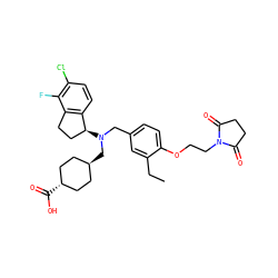 CCc1cc(CN(C[C@H]2CC[C@H](C(=O)O)CC2)[C@H]2CCc3c2ccc(Cl)c3F)ccc1OCCN1C(=O)CCC1=O ZINC000473233238