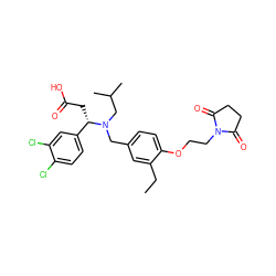 CCc1cc(CN(CC(C)C)[C@@H](CC(=O)O)c2ccc(Cl)c(Cl)c2)ccc1OCCN1C(=O)CCC1=O ZINC000207164870