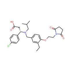 CCc1cc(CN(CC(C)C)[C@@H](CC(=O)O)c2ccc(Cl)cc2)ccc1OCCN1C(=O)CCC1=O ZINC000207132648