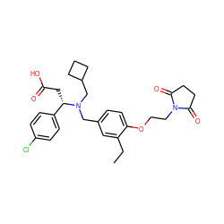 CCc1cc(CN(CC2CCC2)[C@@H](CC(=O)O)c2ccc(Cl)cc2)ccc1OCCN1C(=O)CCC1=O ZINC000207132865
