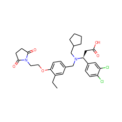 CCc1cc(CN(CC2CCCC2)[C@@H](CC(=O)O)c2ccc(Cl)c(Cl)c2)ccc1OCCN1C(=O)CCC1=O ZINC000207180890