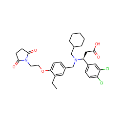CCc1cc(CN(CC2CCCCC2)[C@@H](CC(=O)O)c2ccc(Cl)c(Cl)c2)ccc1OCCN1C(=O)CCC1=O ZINC000207180998