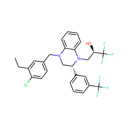 CCc1cc(CN2C[C@@H](c3cccc(C(F)(F)F)c3)N(C[C@@H](O)C(F)(F)F)c3ccccc32)ccc1Cl ZINC000207723622