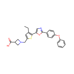 CCc1cc(CN2CC(C(=O)O)C2)sc1-c1cnc(-c2ccc(Oc3ccccc3)cc2)o1 ZINC000084602750