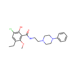 CCc1cc(Cl)c(O)c(C(=O)NCCN2CCN(c3ccccc3)CC2)c1OC ZINC000013761257