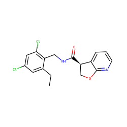 CCc1cc(Cl)cc(Cl)c1CNC(=O)[C@@H]1COc2ncccc21 ZINC000205615930