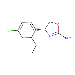 CCc1cc(Cl)ccc1[C@@H]1COC(N)=N1 ZINC000169698885