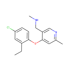 CCc1cc(Cl)ccc1Oc1cc(C)ncc1CNC ZINC000029046359