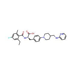 CCc1cc(F)cc(C)c1C(=O)N[C@H](Cc1ccc(N2CCC(CNc3ccccn3)CC2)cc1)C(=O)O ZINC000043171707