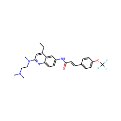 CCc1cc(N(C)CCN(C)C)nc2ccc(NC(=O)/C=C/c3ccc(OC(F)(F)F)cc3)cc12 ZINC000013671948