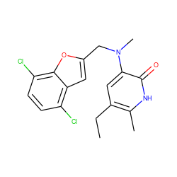 CCc1cc(N(C)Cc2cc3c(Cl)ccc(Cl)c3o2)c(=O)[nH]c1C ZINC000005887114