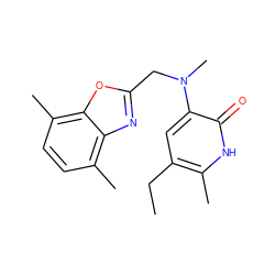 CCc1cc(N(C)Cc2nc3c(C)ccc(C)c3o2)c(=O)[nH]c1C ZINC000005887124