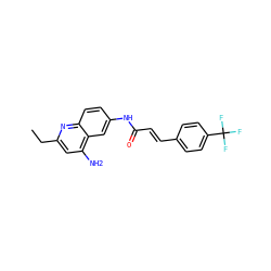 CCc1cc(N)c2cc(NC(=O)/C=C/c3ccc(C(F)(F)F)cc3)ccc2n1 ZINC000034323101
