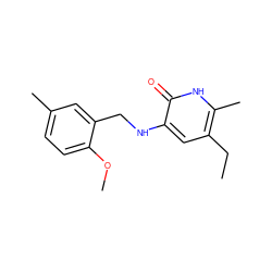 CCc1cc(NCc2cc(C)ccc2OC)c(=O)[nH]c1C ZINC000005887194