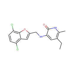 CCc1cc(NCc2cc3c(Cl)ccc(Cl)c3o2)c(=O)[nH]c1C ZINC000005887203