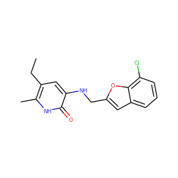 CCc1cc(NCc2cc3cccc(Cl)c3o2)c(=O)[nH]c1C ZINC000005887206