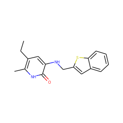CCc1cc(NCc2cc3ccccc3s2)c(=O)[nH]c1C ZINC000005887218