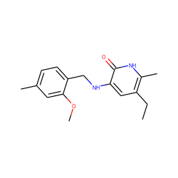 CCc1cc(NCc2ccc(C)cc2OC)c(=O)[nH]c1C ZINC000005887226