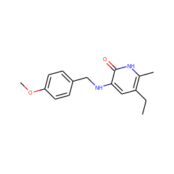 CCc1cc(NCc2ccc(OC)cc2)c(=O)[nH]c1C ZINC000005887223