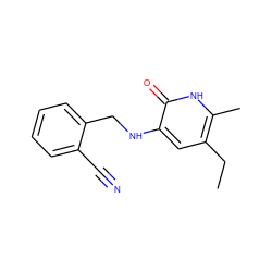 CCc1cc(NCc2ccccc2C#N)c(=O)[nH]c1C ZINC000005887259
