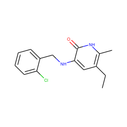 CCc1cc(NCc2ccccc2Cl)c(=O)[nH]c1C ZINC000005887272