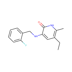 CCc1cc(NCc2ccccc2F)c(=O)[nH]c1C ZINC000005887277