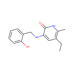 CCc1cc(NCc2ccccc2O)c(=O)[nH]c1C ZINC000005887288