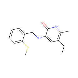 CCc1cc(NCc2ccccc2SC)c(=O)[nH]c1C ZINC000005887304