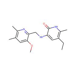CCc1cc(NCc2nc(C)c(C)cc2OC)c(=O)[nH]c1C ZINC000005847379