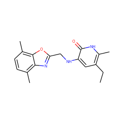 CCc1cc(NCc2nc3c(C)ccc(C)c3o2)c(=O)[nH]c1C ZINC000000014547