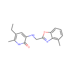 CCc1cc(NCc2nc3c(C)cccc3o2)c(=O)[nH]c1C ZINC000005887348