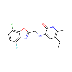 CCc1cc(NCc2nc3c(F)ccc(Cl)c3o2)c(=O)[nH]c1C ZINC000005887337