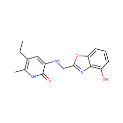 CCc1cc(NCc2nc3c(O)cccc3o2)c(=O)[nH]c1C ZINC000005887355
