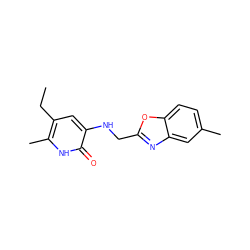 CCc1cc(NCc2nc3cc(C)ccc3o2)c(=O)[nH]c1C ZINC000005887390