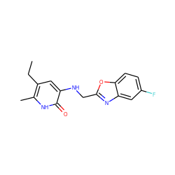 CCc1cc(NCc2nc3cc(F)ccc3o2)c(=O)[nH]c1C ZINC000005887397