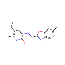 CCc1cc(NCc2nc3ccc(C)cc3o2)c(=O)[nH]c1C ZINC000005887407