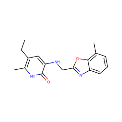 CCc1cc(NCc2nc3cccc(C)c3o2)c(=O)[nH]c1C ZINC000005887418