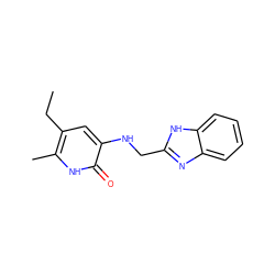 CCc1cc(NCc2nc3ccccc3[nH]2)c(=O)[nH]c1C ZINC000005887168