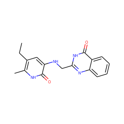 CCc1cc(NCc2nc3ccccc3c(=O)[nH]2)c(=O)[nH]c1C ZINC000013727836